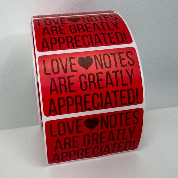 Thank You love notes are greatly appreciated stickers (100 pack) 2" - Picture 7 of 7